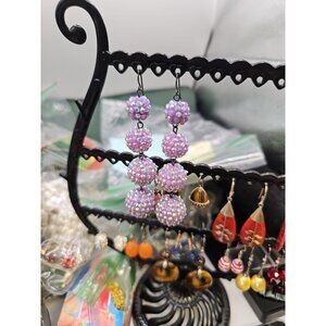 Earrings Pierced Dangle French Wire Shoulder Duster Ball Drop